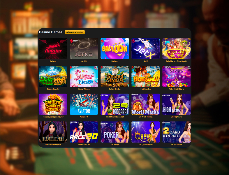 Search for a game in the casino section